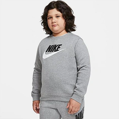 Shop Nike Kids' Sportswear Club Fleece Crewneck Sweatshirt (plus Size) In Carbon Heather