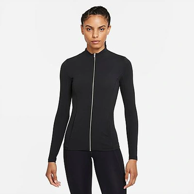 Shop Nike Women's Dri-fit Yoga Luxe Full-zip Jacket In Black/dark Smoke Grey