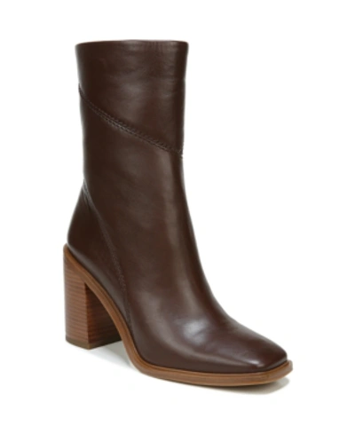 Shop Franco Sarto Women's Stevie Mid Shaft Boots In Dark Brown Leather
