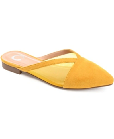 Shop Journee Collection Women's Reeo Mesh Pointed Toe Slip On Mules In Yellow