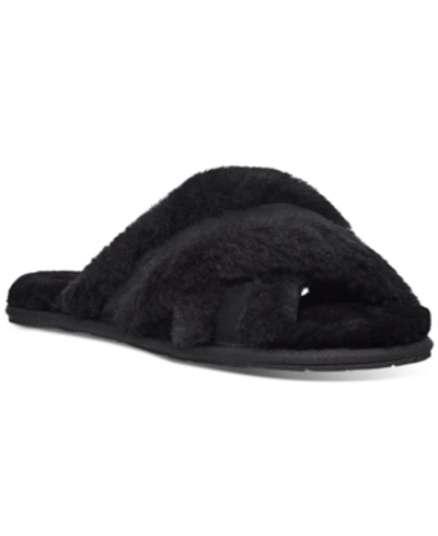 Shop Ugg Scuffita Fluffy Slip-on Sandals In Black