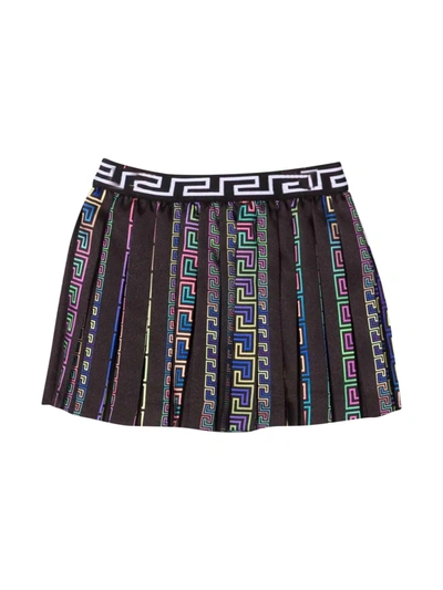 Shop Versace Young Girl Pleated Skirt In Multicolor