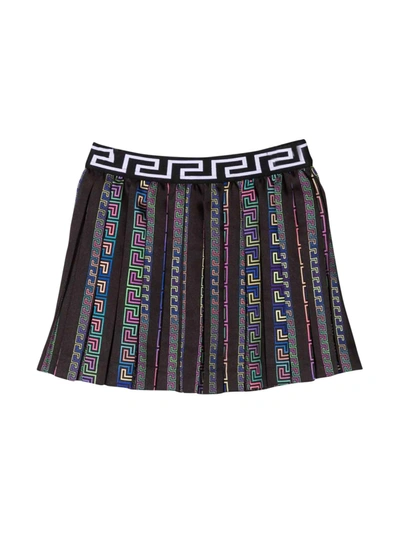 Shop Versace Young Girl Pleated Skirt In Multicolor