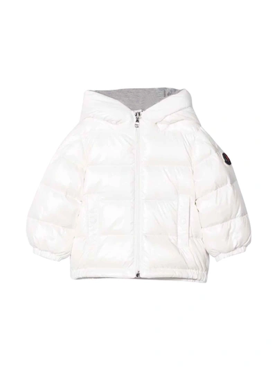 Shop Moncler White Down Jacket In Bianco