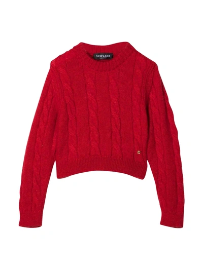 Shop Versace Red Crewneck Sweater Young In Rosso