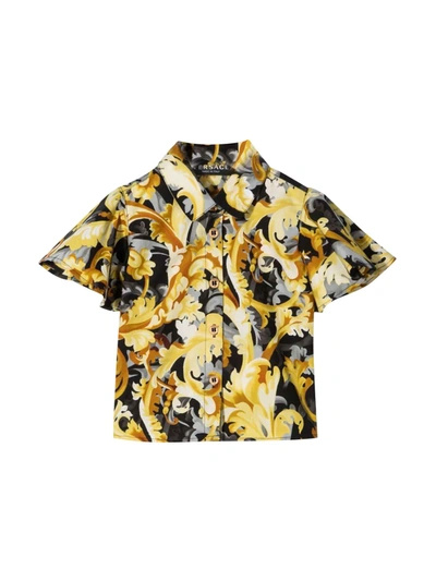 Shop Versace Young Unisex Shirt In Nero/oro