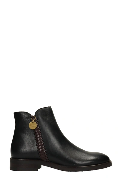 Shop See By Chloé Louise Low Heels Ankle Boots In Black Leather