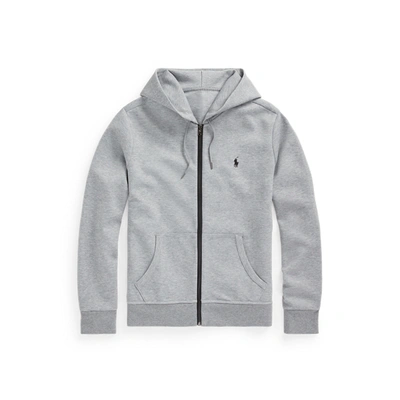 Shop Ralph Lauren Double-knit Full-zip Hoodie In Classic Grey Heather