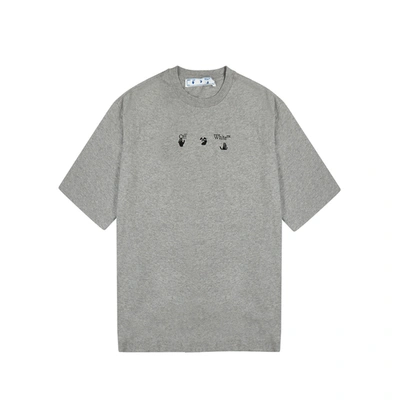 Shop Off-white Negative Marker Printed Cotton T-shirt In Grey