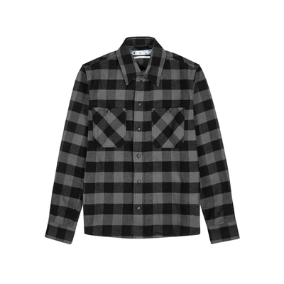 Shop Off-white Arrows Checked Flannel Shirt In Grey