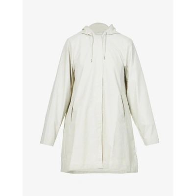 Shop Rains Branded A-line Shell Jacket In Off White