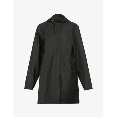 Shop Rains Branded A-line Shell Jacket In Black