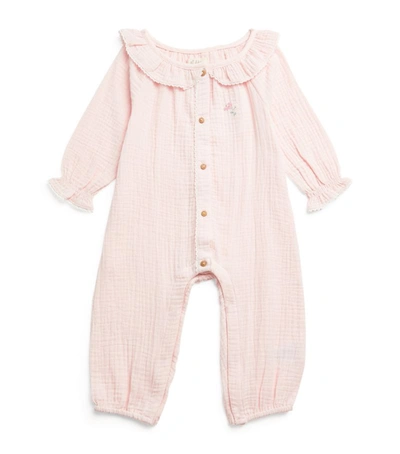 Shop Albetta Floral Embroidered Playsuit (3-18 Months) In Pink