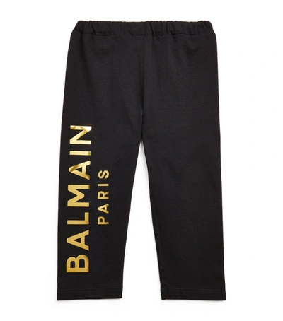 Shop Balmain Kids Cotton Logo Leggings (6-36 Months) In Black