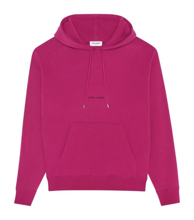 Shop Saint Laurent Cotton Logo Hoodie In Pink