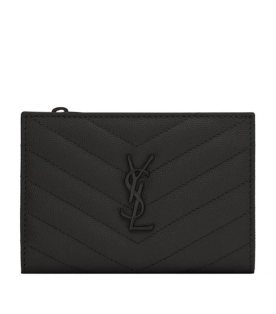 Shop Saint Laurent Quilted Leather Bifold Pouch In Black