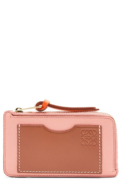 Shop Loewe Leather Card & Coin Case In Blossom/ Tan
