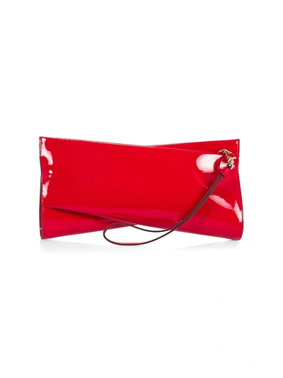 Shop Christian Louboutin Women's Loubitwist Patent Leather Clutch In Red