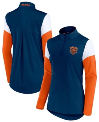 Shop Fanatics Women's Navy, Orange Chicago Bears Block Party Team Authentic Quarter-zip Jacket