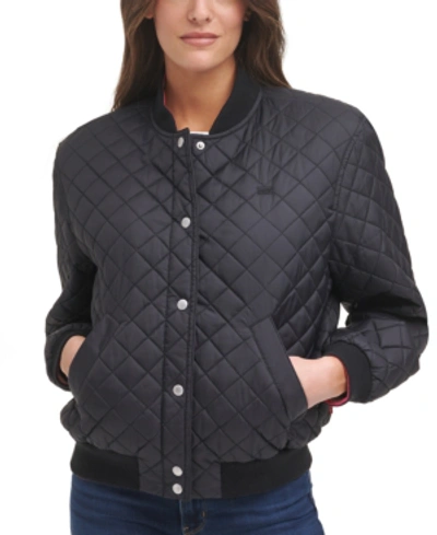 Shop Levi's Diamond Quilted Bomber Jacket In Black