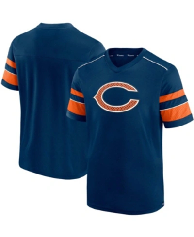 Shop Fanatics Men's Navy Chicago Bears Textured Hashmark V-neck T-shirt