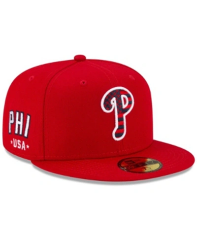 Shop New Era Men's Red Philadelphia Phillies 4th Of July On-field 59fifty Fitted Hat