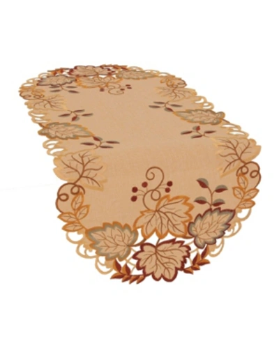 Shop Manor Luxe Harvest Verdure Embroidered Cutwork Fall Table Runner In Camel