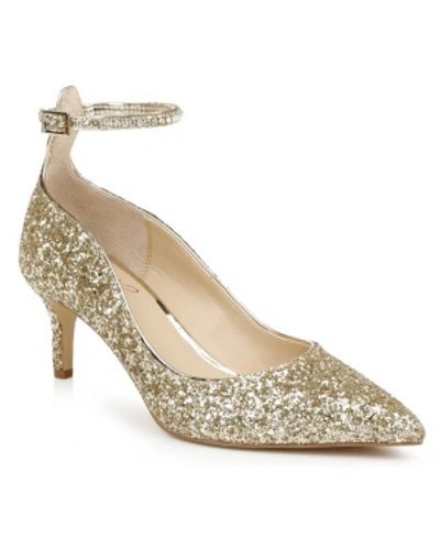Shop Jewel Badgley Mischka Women's Jamila Ankle Strap Evening Pumps In Gold Glitter