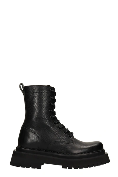 Shop Ami Alexandre Mattiussi Combat Boots In Black Leather