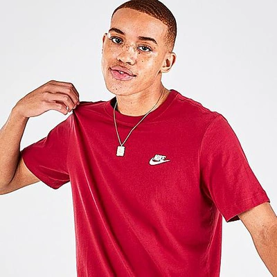Shop Nike Sportswear Club T-shirt In Pomegranate/white