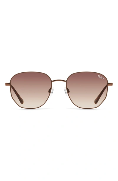 Shop Quay Big Time 48mm Gradient Round Sunglasses In Bronze / Brown Lens