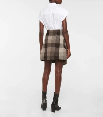 Shop Acne Studios Checked Wool Miniskirt In 棕色