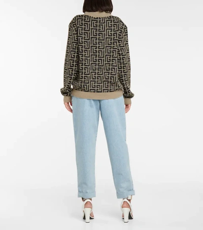 Shop Balmain Monogram Wool And Mohair-blend Sweater