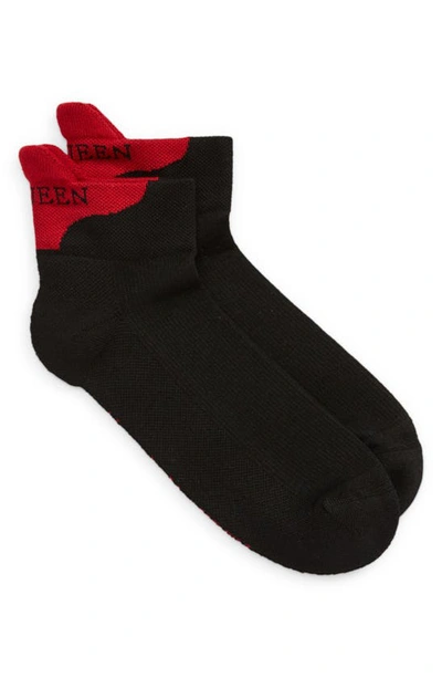 Shop Alexander Mcqueen Logo Heel Tab Ankle Socks In Black/ Lacquer