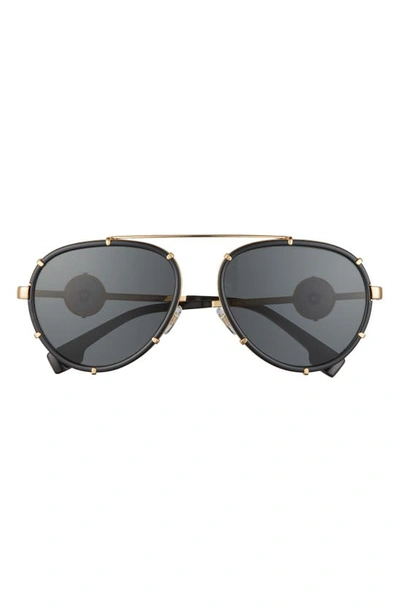 Shop Versace 61mm Pilot Sunglasses In Black/ Dark Grey