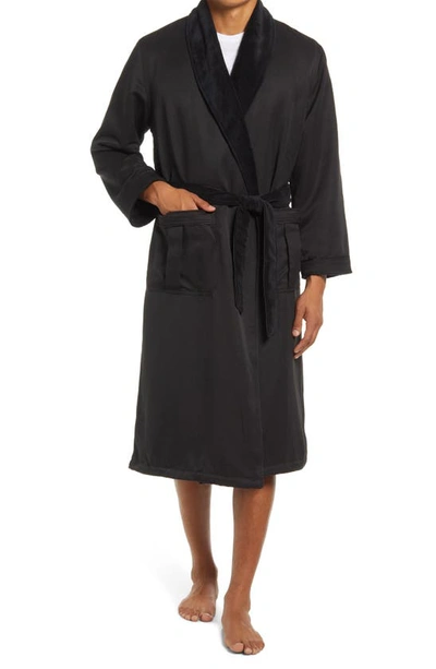 Shop Majestic Fleece Lined Robe In Black