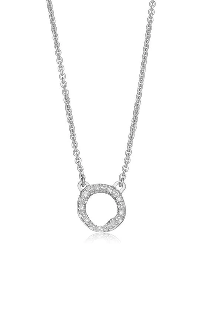 Shop Monica Vinader Riva Diamond Circle Pendant Necklace In Silver/ Diamond