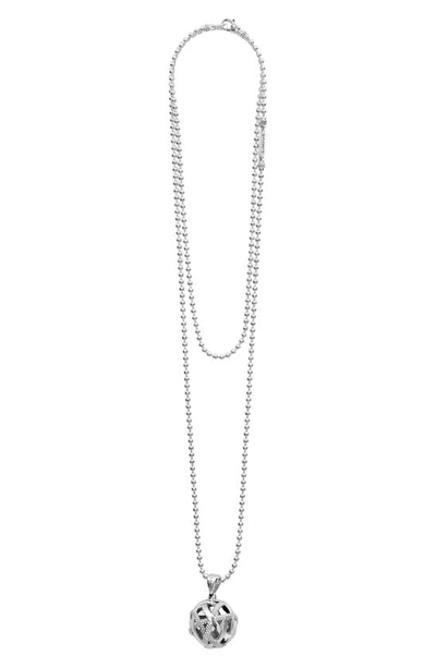 Shop Lagos Signature Gifts Knot Ball Pendant Necklace In Silver