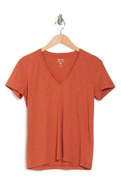 Shop Madewell V-neck Short Sleeve T-shirt In Lava Rock