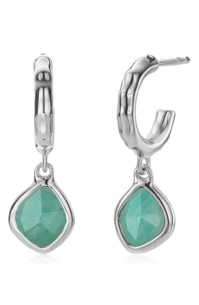Shop Monica Vinader Siren Mini Nugget Drop Earrings In Silver/ Amazonite