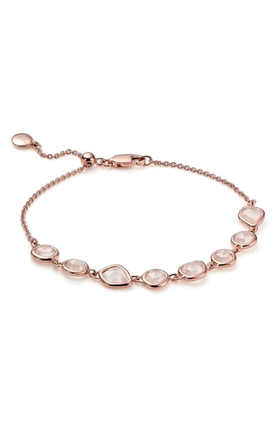 Shop Monica Vinader Siren Mini Nugget Cluster Bracelet In Rose Gold/ Rose Quartz