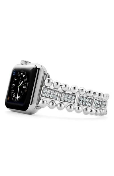 Shop Lagos Smart Caviar Sterling Silver & Diamond Apple Watch® Watchband In Silver/ Diamond