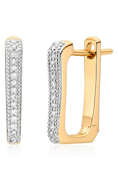 Shop Monica Vinader Alta Capture Diamond Huggie Earrings In Yellow Gold/ Diamond
