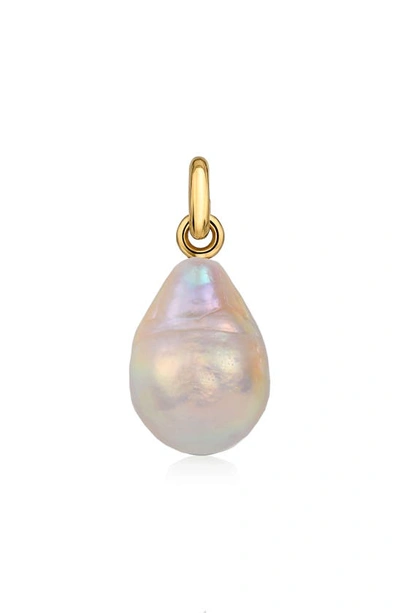 Shop Monica Vinader Nura Baroque Pearl Necklace Enhancer In 18k Yellow Gold