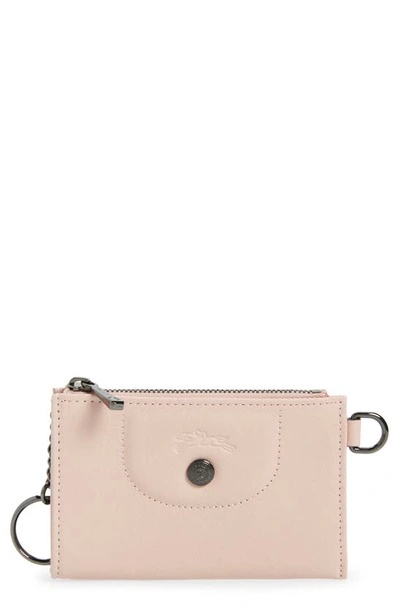 Longchamp Key-rings Le Pliage Cuir In Black/pale Pink