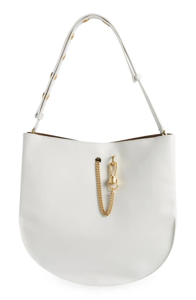 Shop Allsaints Beaumont Snake Embossed Leather Hobo Bag In Roe White