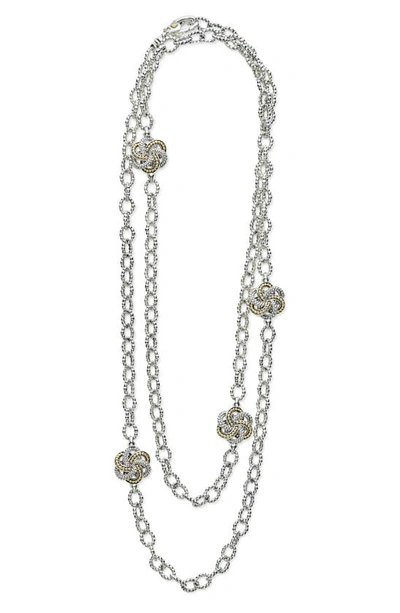 Shop Lagos Love Knot Station Necklace In Two-tone