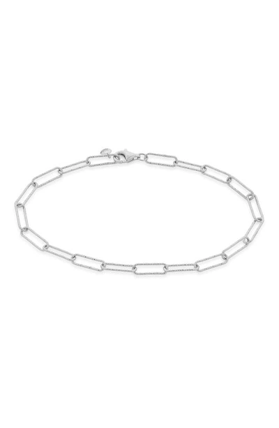 Shop Monica Vinader Alta Textured Chain Link Bracelet In Silver