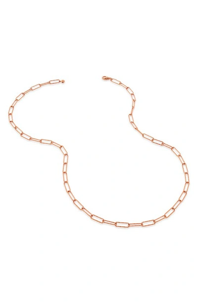 Shop Monica Vinader Alta Textured Chain Link Necklace In Rose Gold