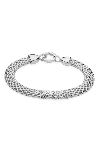 Shop Monica Vinader Heirloom Woven Wide Chain Bracelet In Silver